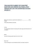 TEXAS MASTER PLUMBER TEST EXAM PREP QUESTIONS AND VERIFIED SOLUTIONS LATEST VERSION 2026 -2027 FOR GUARANTEED SUCCESS GRADED A&plus;