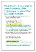 NCLEX RN Fundamentals of Nursing Exam &NewLine;1 Questions And Correct Answers &NewLine;&lpar;Verified Answers&rpar; Plus Rationales 2026 &NewLine;Q&A &vert; Instant Download Pdf 