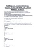 Auditing And Assurance Services&NewLine;Practice Exam Questions And Correct&NewLine;Answers 2026&sol;2027