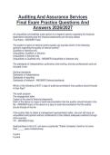 Auditing And Assurance Services&NewLine;Final Exam Practice Questions And&NewLine;Answers 2026&sol;2027