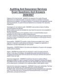Auditing And Assurance Services&NewLine;Exam Questions And Answers&NewLine;2026&sol;2027