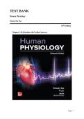Test Bank for Human Physiology 16th Edition by Stuart Ira Fox &vert; Complete Exam Questions&comma; Answers & Detailed Rationales