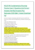 NCLEX RN Fundamentals of Nursing &NewLine;Practice Exam 3 Questions And Correct &NewLine;Answers &lpar;Verified Answers&rpar; Plus &NewLine;Rationales 2026 Q&A &vert; Instant Download &NewLine;Pdf