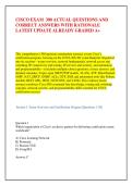 CISCO EXAM  300 ACTUAL QUESTIONS AND &NewLine;CORRECT ANSWERS WITH RATIONALE &NewLine;LATEST UPDATE ALREADY GRADED A&plus;
