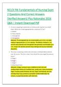 NCLEX RN Fundamentals of Nursing Exam &NewLine;2 Questions And Correct Answers &NewLine;&lpar;Verified Answers&rpar; Plus Rationales 2026 &NewLine;Q&A &vert; Instant Download Pdf