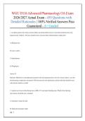 WGU D116 Advanced Pharmacology OA Exam 2026&sol;2027 Actual Exam - 450 Questions with Detailed Rationales &vert; 100&percnt; Verified Answers Pass Guaranteed - A&plus; Graded
