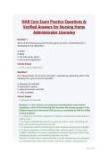 NAB Core Exam Practice Questions & Verified Answers for Nursing Home Administrator Licensing