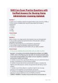 NAB Core Exam Practice Questions with &NewLine;Verified Answers for Nursing Home &NewLine;Administrator Licensing Updated&period; 