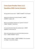 Civics Exam Practice Tests 1 & 2 Questions With Correct Answers 