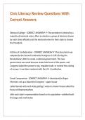 Civic Literacy Review Questions With Correct Answers