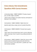 Civics Literacy Test Amendments Questions With Correct Answers