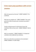 Civics exam prep questions with correct answers