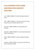 Civics &lpar;MIDTERM STUDY GUIDE&rpar; QUESTIONS WITH COMPLETE SOLUTIONS