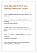 U&period;S&period;A&period; Citizenship Test &lpar;100 Civics Questions&rpar; With Correct Answers