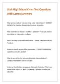 Utah High School Civics Test Questions With Correct Answers