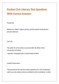 Purdue Civic Literacy Test Questions With Correct Answers
