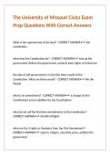 The University of Missouri Civics Exam Prep Questions With Correct Answers