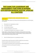 Test Bank for Leadership Roles and Management Functions in Nursing&colon; Theory and Application 10th Edition &vert;Marquis & Huston &vert; All Chapters