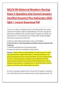 NCLEX RN Maternal Newborn Nursing &NewLine;Exam 2 Questions And Correct Answers &NewLine;&lpar;Verified Answers&rpar; Plus Rationales 2026 &NewLine;Q&A &vert; Instant Download Pdf 