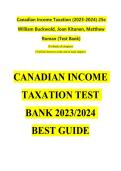 Test Bank for Canadian Income Taxation 2023&sol;2024 26th Edition by William Buckwold&comma; Joan Kitunen & Matthew Roman &vert; Accounting Taxation Exam Prep