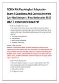 NCLEX RN Physiological Adaptation &NewLine;Exam 4 Questions And Correct Answers &NewLine;&lpar;Verified Answers&rpar; Plus Rationales 2026 &NewLine;Q&A &vert; Instant Download Pdf 
