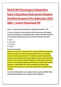 NCLEX-RN Physiological Adaptation &NewLine;Exam 3 Questions And Correct Answers &NewLine;&lpar;Verified Answers&rpar; Plus Rationales 2026 &NewLine;Q&A &vert; Instant Download Pdf