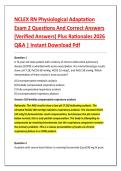 NCLEX RN Physiological Adaptation &NewLine;Exam 2 Questions And Correct Answers &NewLine;&lpar;Verified Answers&rpar; Plus Rationales 2026 &NewLine;Q&A &vert; Instant Download Pdf