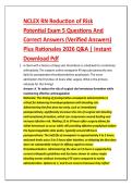 NCLEX RN Reduction of Risk &NewLine;Potential Exam 5 Questions And &NewLine;Correct Answers &lpar;Verified Answers&rpar; &NewLine;Plus Rationales 2026 Q&A &vert; Instant &NewLine;Download Pdf 