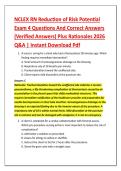 NCLEX RN Reduction of Risk Potential &NewLine;Exam 4 Questions And Correct Answers &NewLine;&lpar;Verified Answers&rpar; Plus Rationales 2026 &NewLine;Q&A &vert; Instant Download Pdf 