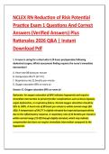 NCLEX RN Reduction of Risk Potential &NewLine;Practice Exam 1 Questions And Correct &NewLine;Answers &lpar;Verified Answers&rpar; Plus &NewLine;Rationales 2026 Q&A &vert; Instant &NewLine;Download Pdf