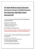 ATI Adult Medical-Surgical Questions &NewLine;And Correct Answers &lpar;Verified Answers&rpar; &NewLine;Plus Rationales 2026 Q&A Instant &NewLine;Download Pdf 