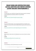 NNAAP NURSE AIDE CERTIFICATION EXAM &vert;ACTUAL QUESTIONS AND VERIFIED ANSWERS &vert;LATEST 2026&sol;2027 UPDATE&vert;GRADED A&plus;
