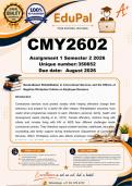 CMY2602 Assignment 1 &lpar;COMPLETE ANSWERS&rpar; Semester 2 2026 - DUE August 2026