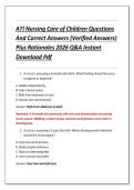 ATI Nursing Care of Children Questions &NewLine;And Correct Answers &lpar;Verified Answers&rpar; &NewLine;Plus Rationales 2026 Q&A Instant &NewLine;Download Pdf