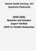 Mental Health Nursing ATI Questions Flashcards &vert; Questions & Verified Answers &vert; Comprehensive ATI Mental Health Nursing Exam Review Study Guide PDF &vert; 2026