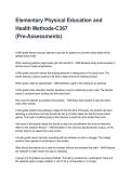 Elementary Physical Education and Health Methods-C367 &lpar;Pre-Assessments&rpar; Latest Edition &lpar;2026&sol;2027&rpar; with Verified Answers&NewLine;