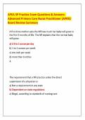 APEA 3P Practice Exam Questions & Answers &vert; Advanced Primary Care Nurse Practitioner &lpar;APRN&rpar; Board Review Summary