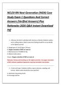 NCLEX-RN Next Generation &lpar;NGN&rpar; Case &NewLine;Study Exam 1 Questions And Correct &NewLine;Answers &lpar;Verified Answers&rpar; Plus &NewLine;Rationales 2026 Q&A Instant Download &NewLine;Pdf