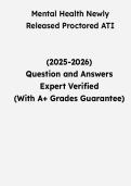 Mental Health Newly Released Proctored ATI &vert; Questions & Verified Answers &vert; Comprehensive ATI Mental Health Proctored Exam Review Study Guide PDF &vert; 2026