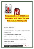 Dangerous Goods &lpar;DGR&rpar; Certification Exam &vert; 120&plus; Practice Questions & Verified Answers &vert; IATA DGR&comma; ICAO Technical Instructions&comma; NOTOC&comma; Dangerous Goods Classes & Emergency Procedures