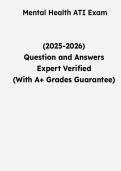Mental Health ATI Exam &vert; Questions & Verified Answers &vert; Comprehensive ATI Mental Health Nursing Exam Review Study Guide PDF &vert; 2026
