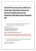 NCLEX-RN Next Generation &lpar;NGN&rpar; Case &NewLine;Study Exam 4 Questions And Correct &NewLine;Answers &lpar;Verified Answers&rpar; Plus &NewLine;Rationales 2026 Q&A Instant Download &NewLine;Pdf