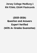 Jersey College MedSurg 1 RN Final Exam Flashcards &vert; Questions & Verified Answers &vert; Comprehensive Medical-Surgical Nursing Exam Review Study Guide PDF &vert; 2026&NewLine;