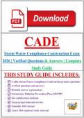 CADE Storm Water Compliance Construction Exam 2026 &vert; Verified Questions & Answers &vert; Complete Study Guide