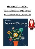 Personal Finance&comma; 14th Edition Solution Manual &vert; Chapters 1&ndash;17 Complete Solutions &vert; Latest Study Guide 2026 &vert; E&period; Thomas Garman & Raymond Forgue