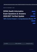 HOSA Health Informatics Exam Actual Exam 2026&sol;2027 &ndash; 100&percnt; Verified &vert; Detailed Rationales &ndash; Pass Guaranteed &ndash; A&plus; Graded