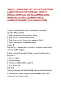 TEXAS RAS LICENSING EXAM PREP&colon; 200 PRACTICE QUESTIONS & VERIFIED ANSWERS WITH RATIONALES &ndash; COMPLETE COVERAGE OF TAS&comma; TABA&comma; TDLR RULES&comma; PARKING&comma; RAMPS&comma; DOORS&comma; TOILET ROOMS&comma; REACH RANGES&comma; AND ALL ACCESSIBILITY STANDARDS FOR A GUARANTEED PASS 