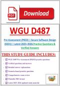 WGU D487 Secure Software Design Objective Assessment &lpar;OA&rpar; &vert; Latest 2025&ndash;2026 Practice Questions & Verified Answers &vert; Comprehensive Study Guide