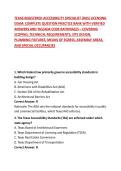 TEXAS REGISTERED ACCESSIBILITY SPECIALIST &lpar;RAS&rpar; LICENSING EXAM&colon; COMPLETE QUESTION PRACTICE BANK WITH VERIFIED ANSWERS AND TAS&sol;ADA CODE RATIONALES &ndash; COVERING SCOPING&comma; TECHNICAL REQUIREMENTS&comma; SITE DESIGN&comma; PLUMBING FIXTURES&comma; MEANS OF EGRESS&comma; ASSEMBLY AREAS&comma; 