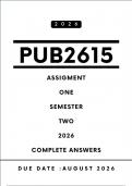 PUB2615 Assignment 1 Answers - Semester 2&comma; 2026 &vert; Due Date August 2026